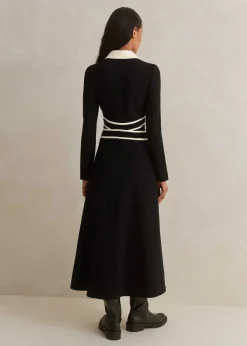 ME+EM Travel Tailoring Contrast Detail Maxi Dress Black/Light Cream