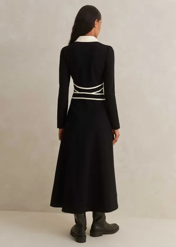 ME+EM Travel Tailoring Contrast Detail Maxi Dress Black/Light Cream