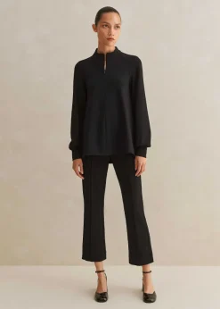 Online ME+EM Travel Tailoring Crop Kick-Flare Trouser Co-Ord Black