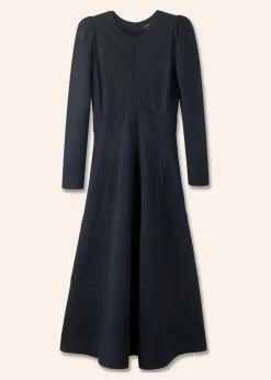 ME+EM Travel Tailoring Fit And Flare Maxi Dress Navy