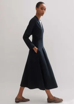 Discount ME+EM Travel Tailoring Fit And Flare Midi Dress Navy