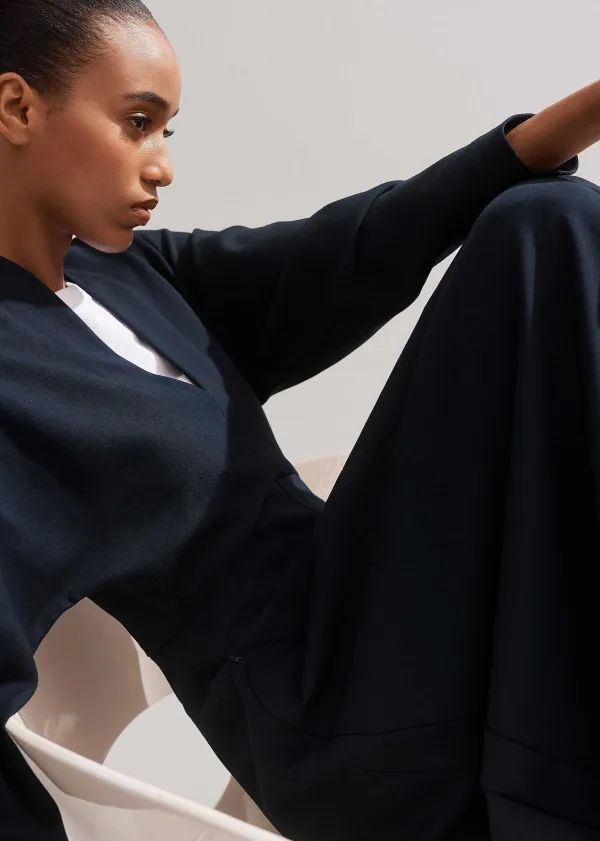 Discount ME+EM Travel Tailoring Fit And Flare Midi Dress Navy