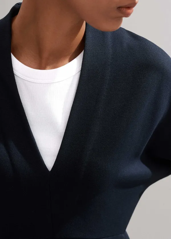 Discount ME+EM Travel Tailoring Fit And Flare Midi Dress Navy