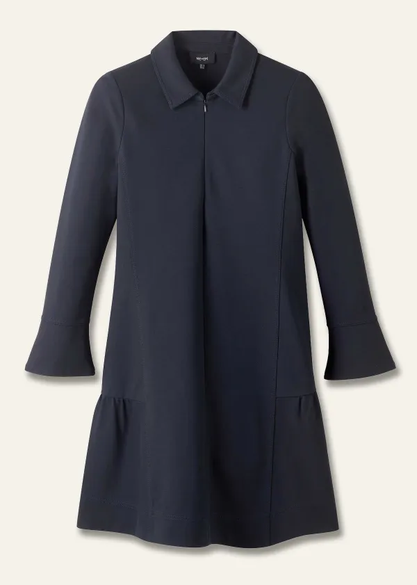 ME+EM Travel Tailoring Fluted Hem Shift Dress Navy