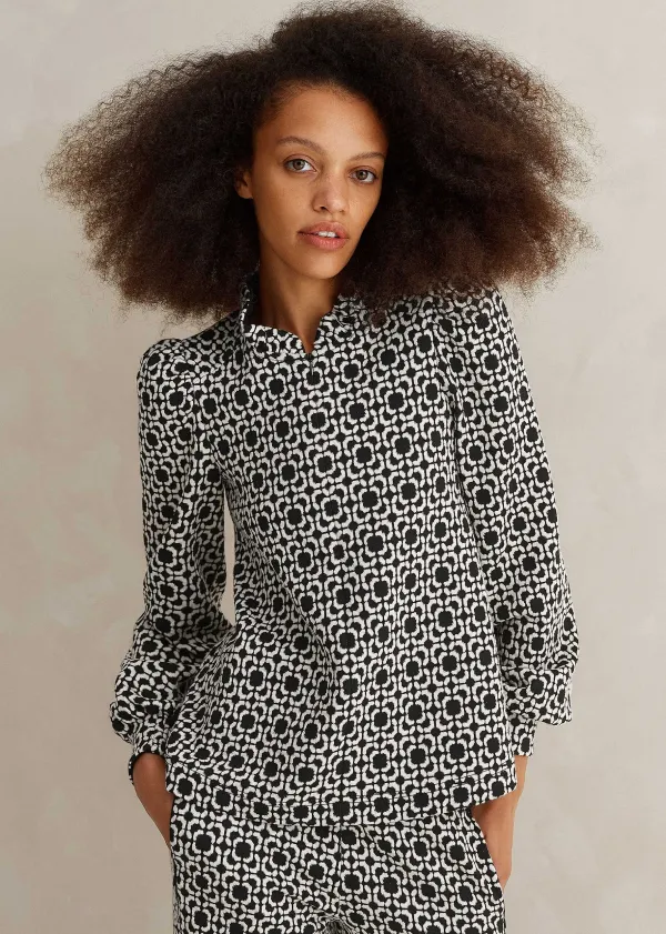 Discount ME+EM Travel Tailoring Graphic Jacquard Swing Top Black/White