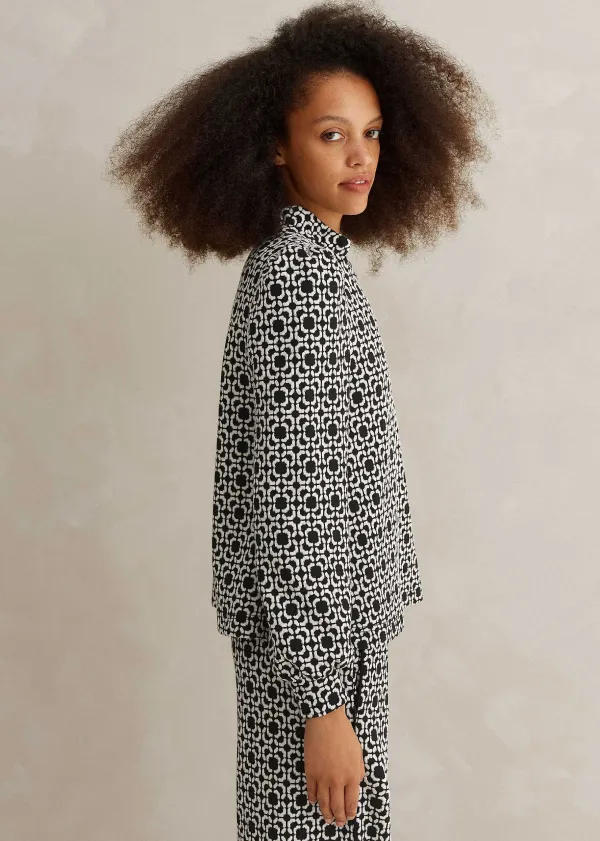 Discount ME+EM Travel Tailoring Graphic Jacquard Swing Top Black/White