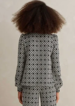 Discount ME+EM Travel Tailoring Graphic Jacquard Swing Top Black/White