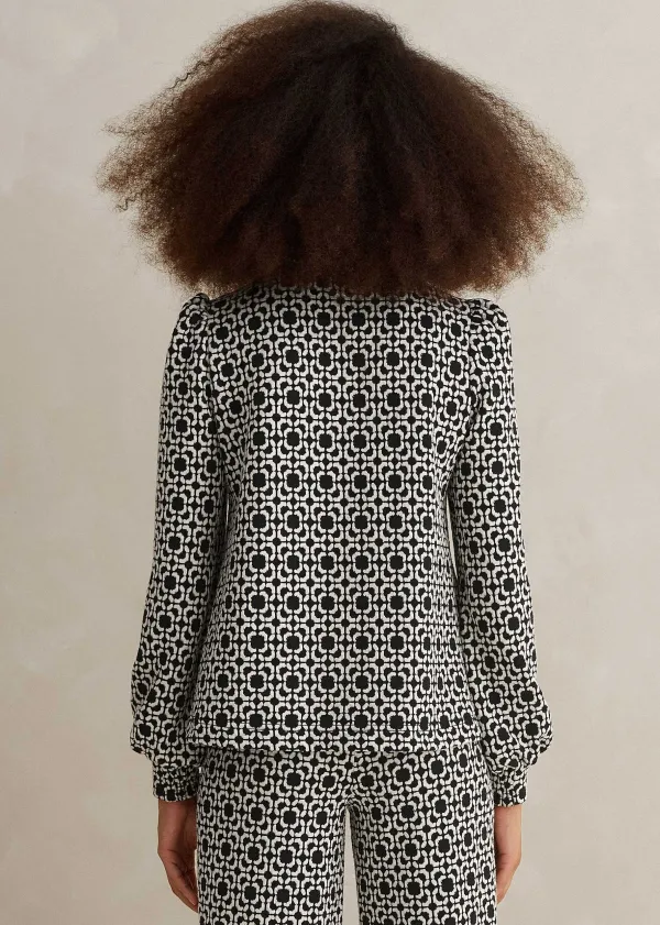 Discount ME+EM Travel Tailoring Graphic Jacquard Swing Top Black/White