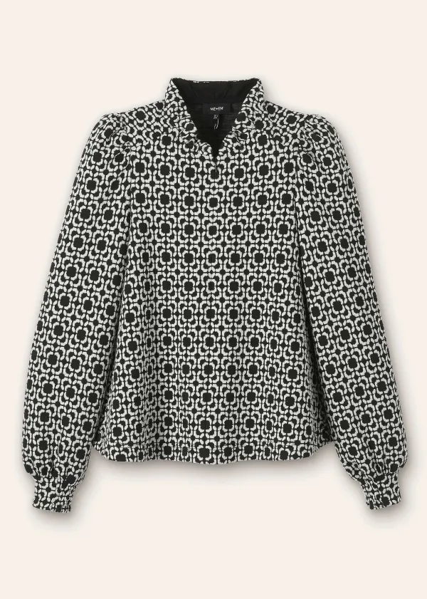 Discount ME+EM Travel Tailoring Graphic Jacquard Swing Top Black/White