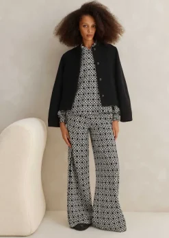 Discount ME+EM Travel Tailoring Graphic Jacquard Swing Top Black/White