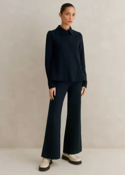 Sale ME+EM Travel Tailoring Kick Flare Trouser + Swing Top Co-Ord Blue