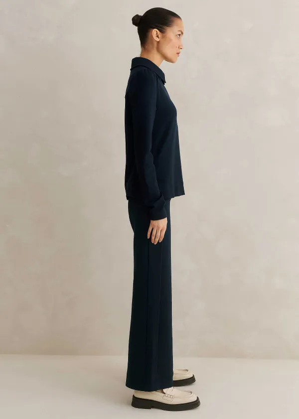 Sale ME+EM Travel Tailoring Kick Flare Trouser + Swing Top Co-Ord Blue