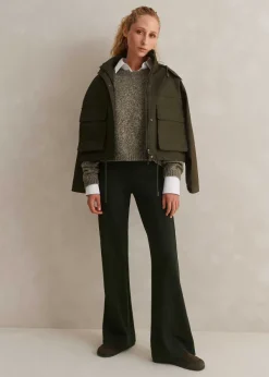Hot ME+EM Travel Tailoring Kick Flare Trouser Khaki