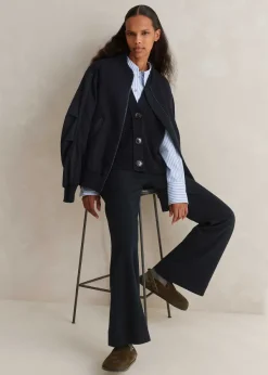 Sale ME+EM Travel Tailoring Kick Flare Short Trouser Navy