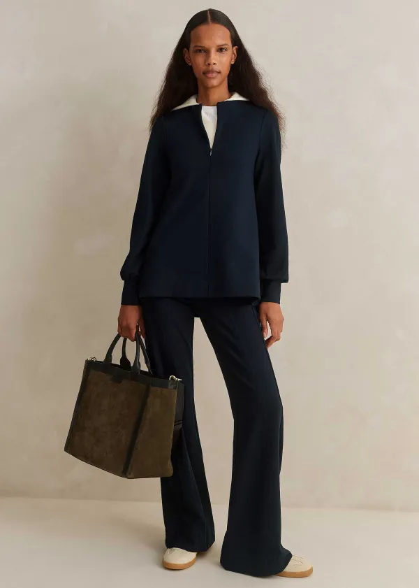 Hot ME+EM Travel Tailoring Kick Flare Trouser Navy