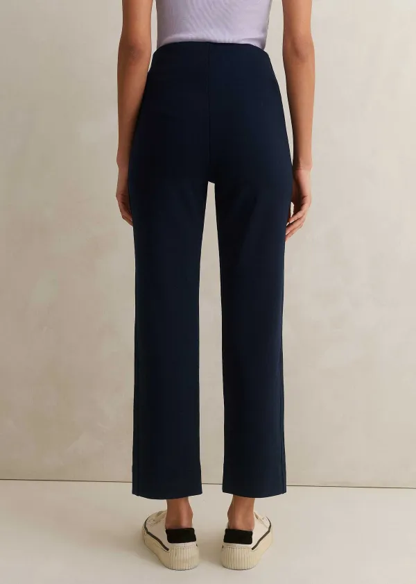 Clearance ME+EM Travel Tailoring Pull On Slim Crop Trouser Navy