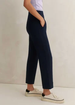 Clearance ME+EM Travel Tailoring Pull On Slim Crop Trouser Navy