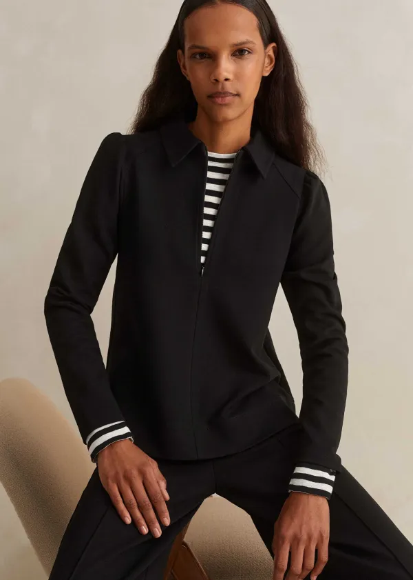 ME+EM Travel Tailoring Shirt Collar Swing Top Black