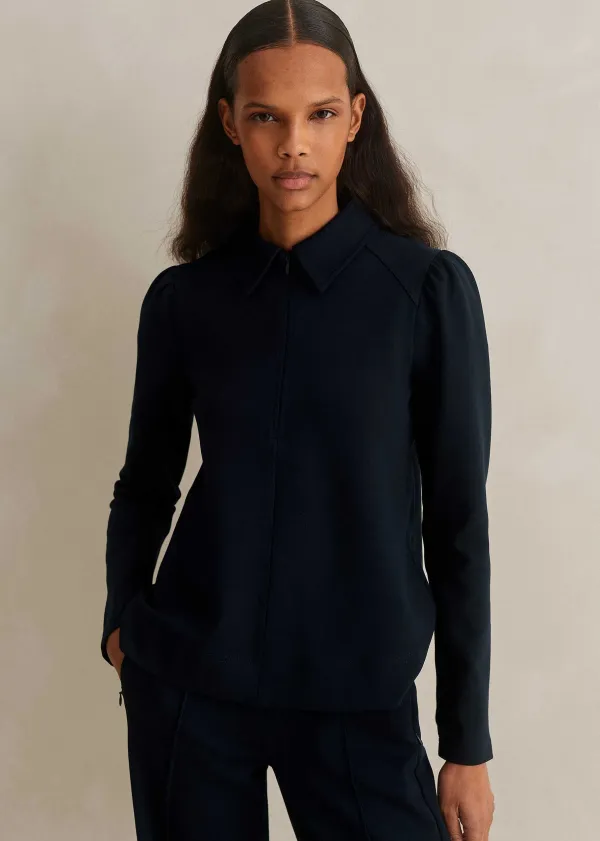 Clearance ME+EM Travel Tailoring Shirt Collar Swing Top Navy