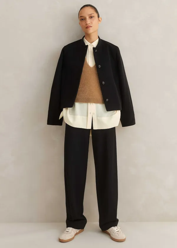 Online ME+EM Travel Tailoring Slim Barrel Trouser Black