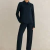 Online ME+EM Travel Tailoring Slim-Crop Trouser + Swing Top Co-Ord Blue
