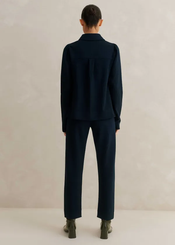 Online ME+EM Travel Tailoring Slim-Crop Trouser + Swing Top Co-Ord Blue
