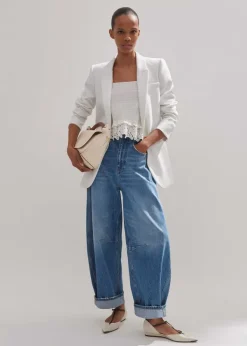 Sale ME+EM Tux Bracelet Sleeve Blazer Fresh White