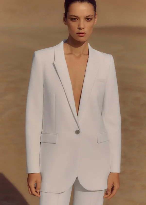 Sale ME+EM Tux Bracelet Sleeve Blazer Fresh White