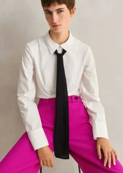 ME+EM Tuxedo Layering Shirt + Tie Soft White