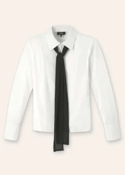 ME+EM Tuxedo Layering Shirt + Tie Soft White