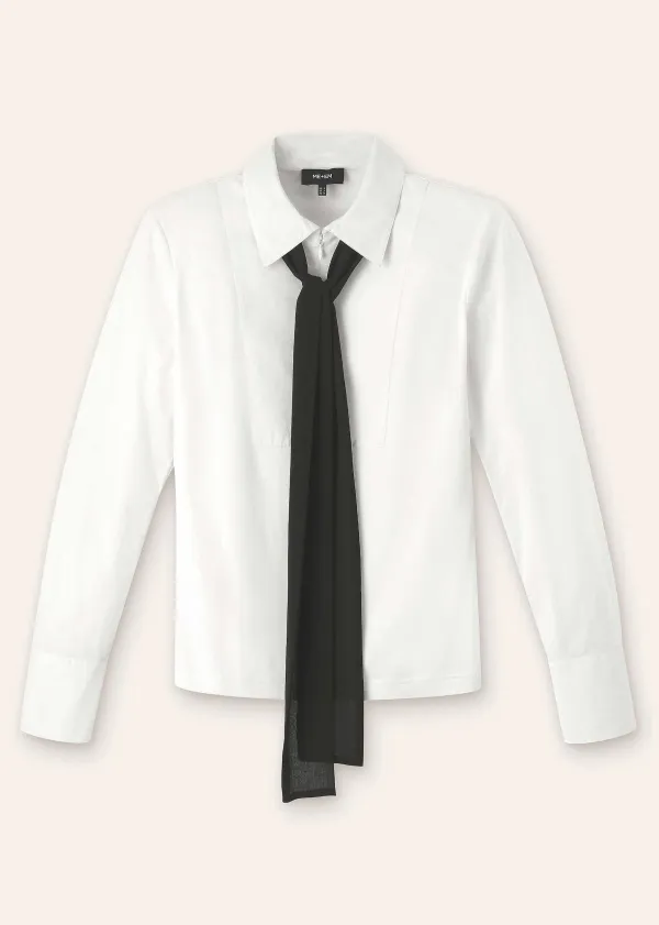 ME+EM Tuxedo Layering Shirt + Tie Soft White