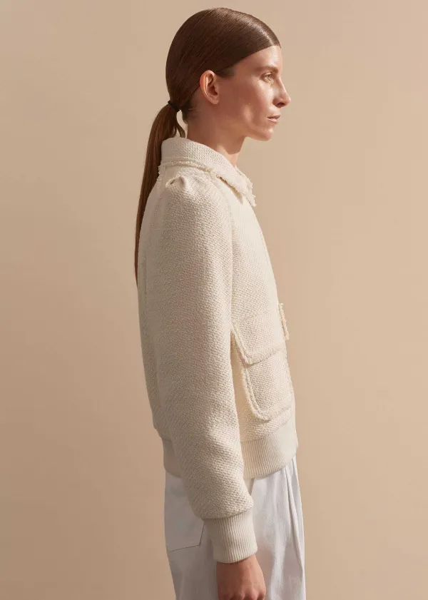 Clearance ME+EM Tweed Bomber Jacket Cream