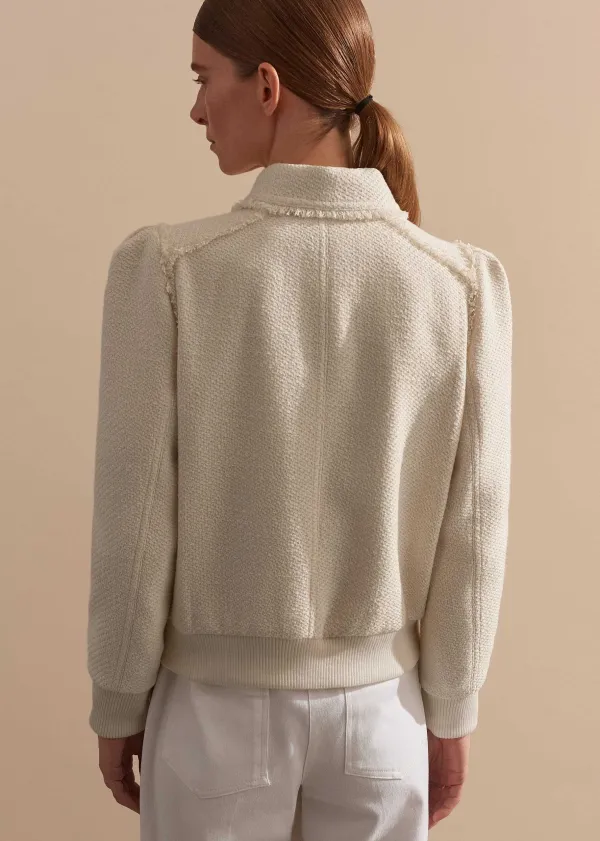 Clearance ME+EM Tweed Bomber Jacket Cream