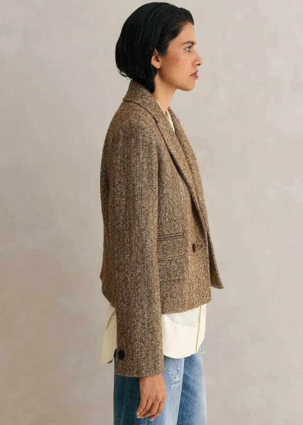 Best ME+EM Tweed Cropped Coat Jacket Cream/Mocha