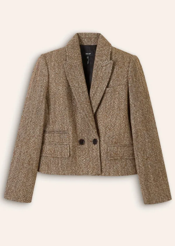 Best ME+EM Tweed Cropped Coat Jacket Cream/Mocha
