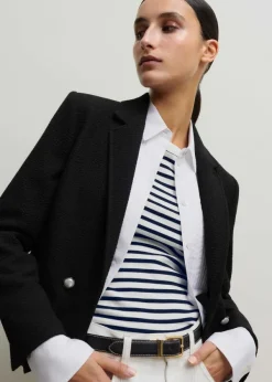 Discount ME+EM Ultimate Crew Neck Stripe Vest Navy/Soft White
