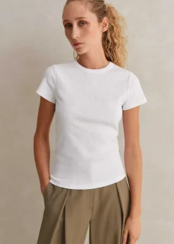 Online ME+EM Ultimate Fitted Rib Crew Neck Tee Bright White