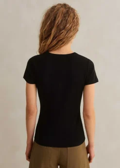 Outlet ME+EM Ultimate Fitted Rib Crew Neck Tee Black