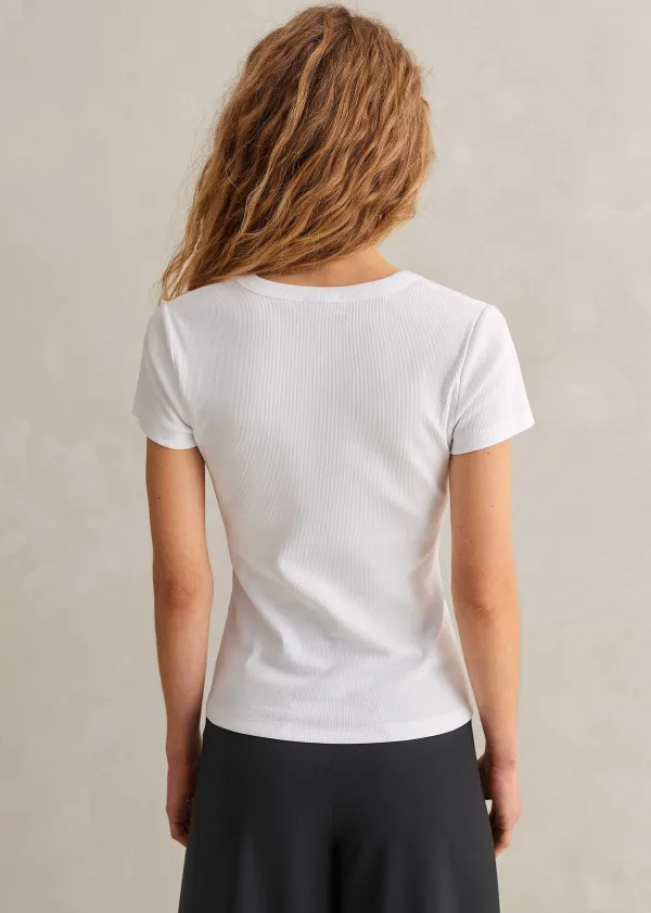 Sale ME+EM Ultimate Fitted Rib V-Neck Tee Bright White