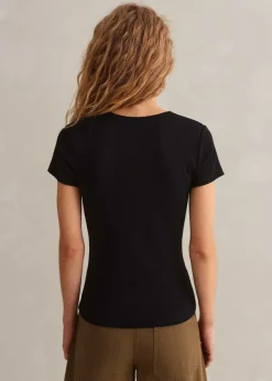 Online ME+EM Ultimate Fitted Rib V-Neck Tee Black