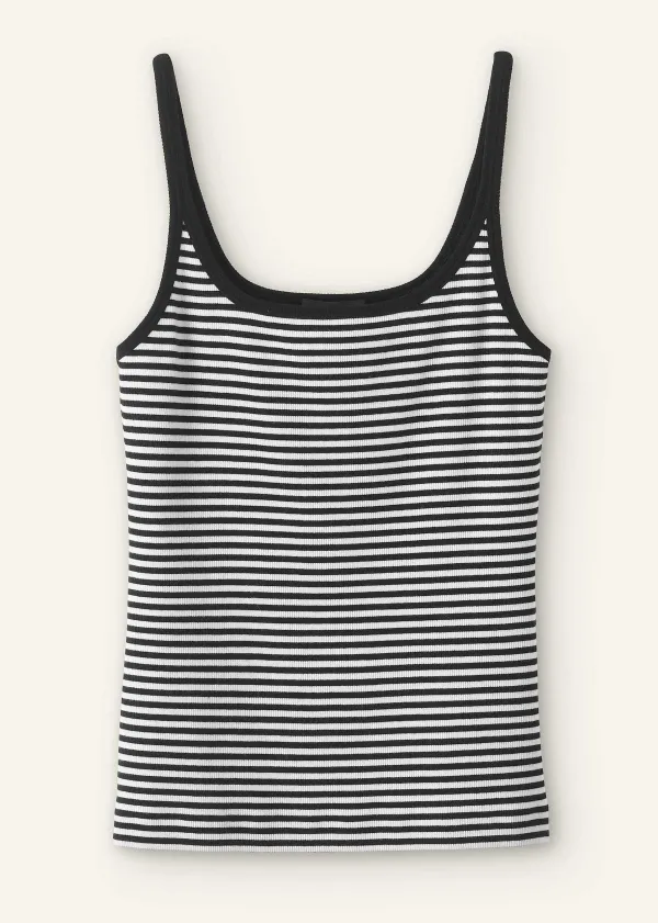 New ME+EM Ultimate Stripe Rib Cami Soft White/Black