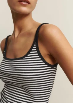 New ME+EM Ultimate Stripe Rib Cami Soft White/Black