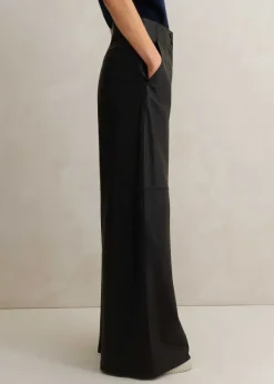 Discount ME+EM Ultra-Soft Leather Wide-Leg Trouser Black