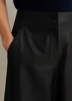 Discount ME+EM Ultra-Soft Leather Wide-Leg Trouser Black