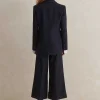 Outlet ME+EM Wool - Blend Exaggerated Crop Trouser Suit Blue