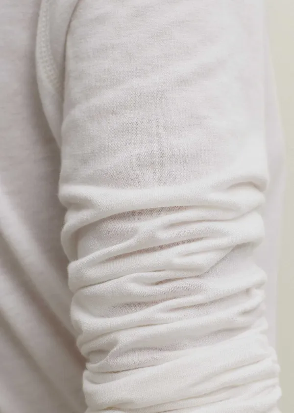 ME+EM Wool Jersey Henley Top Fresh White