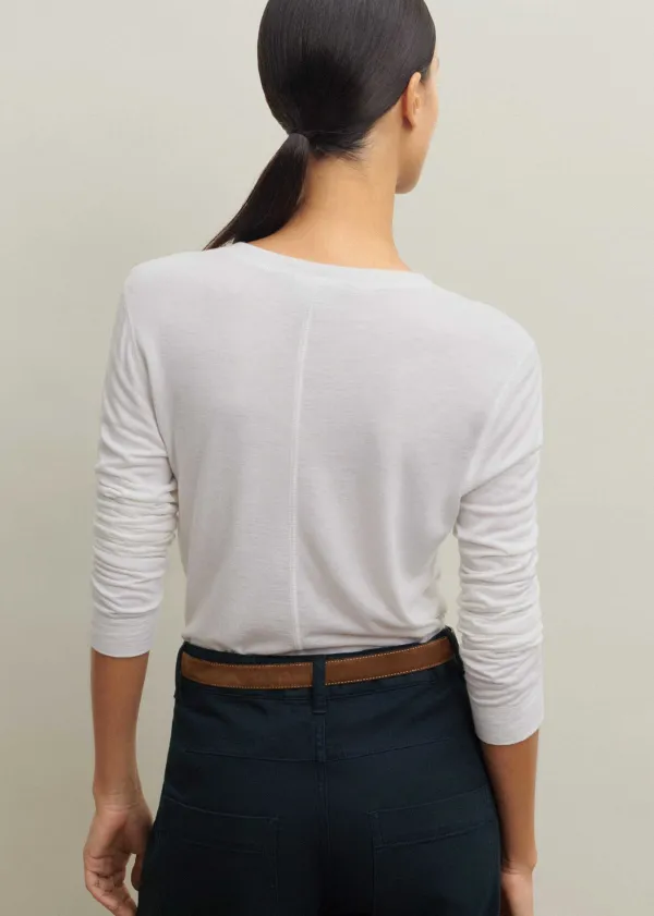 ME+EM Wool Jersey Henley Top Fresh White