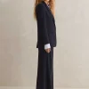 Sale ME+EM Wool-Blend Exaggerated Flare Trouser Suit Blue
