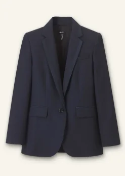 Best ME+EM Wool-Blend Sharp Longline Blazer Navy