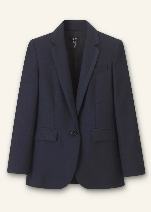 Best ME+EM Wool-Blend Sharp Longline Blazer Navy